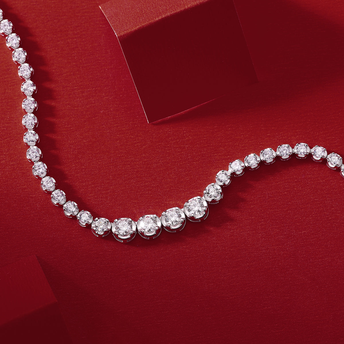 White 18k Gold-Covered 925 Silver Tennis Necklace with 1.2ct in Moissanites