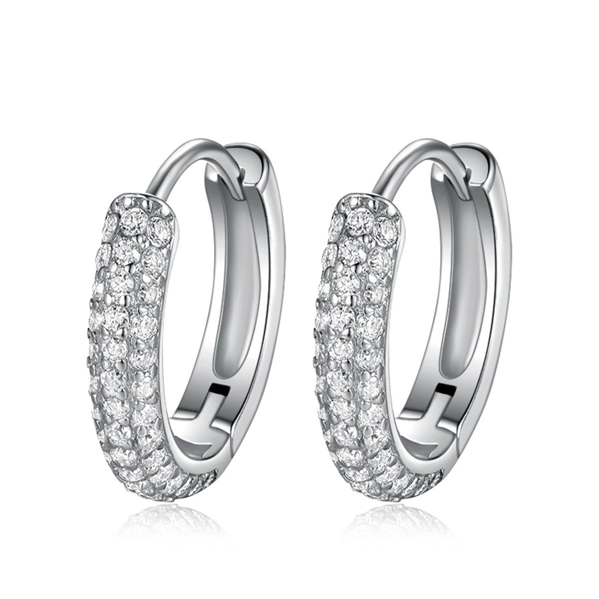 White 18K Gold-Covered 925 Silver Hoop Earrings with Moissanites