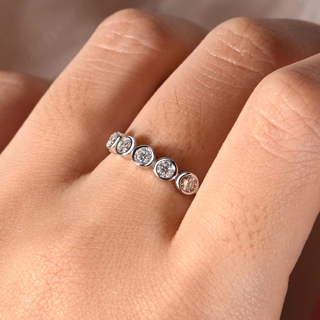 0.5ct Moissanite 18k Gold-Covered 925 Silver Half-Band Eternity Ring