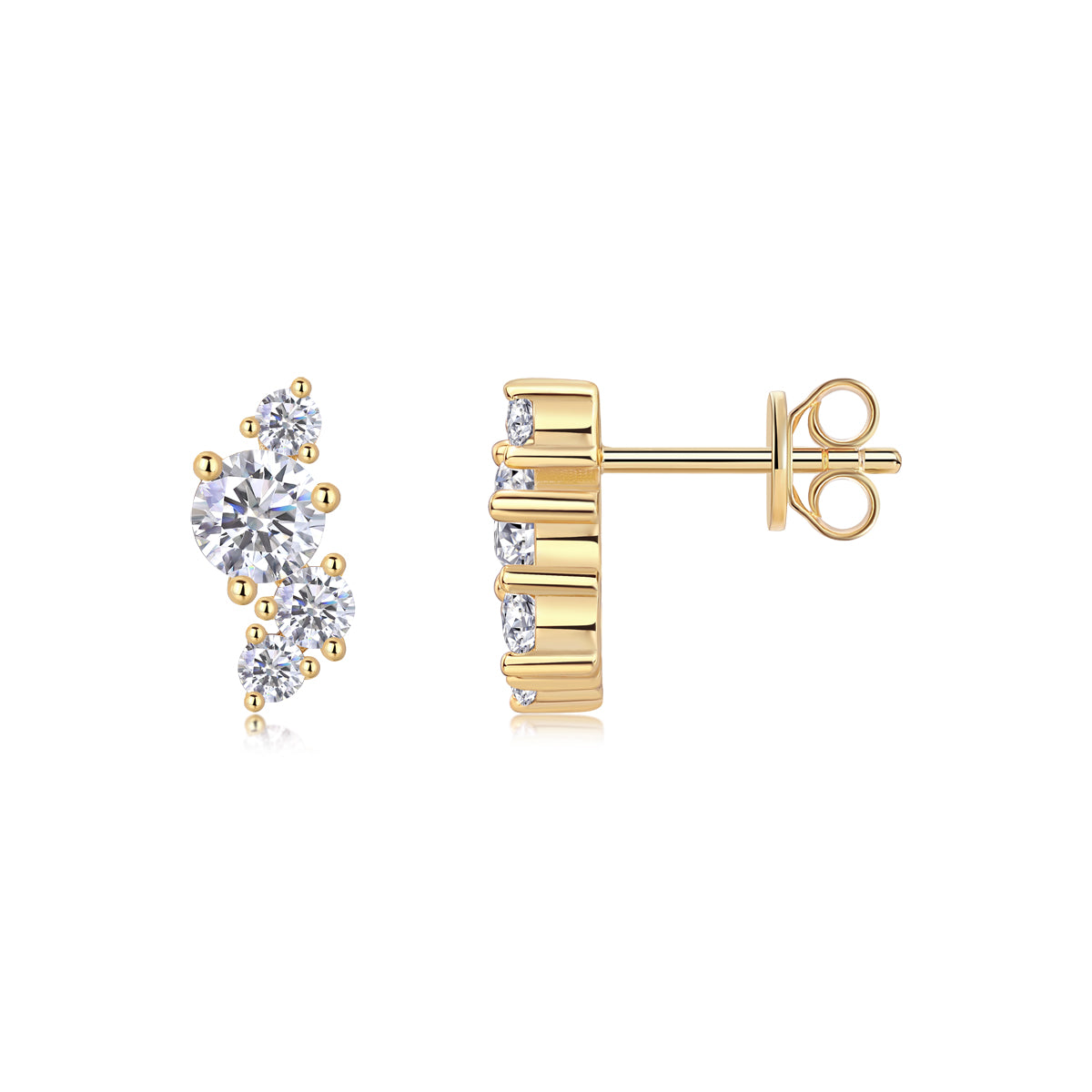 Fourstone Mossanite Earstuds in 18k Gold covered 925 Silver