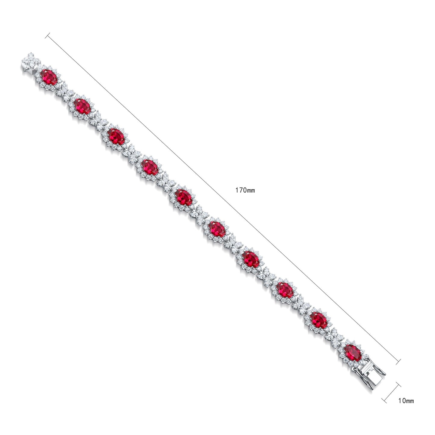 925 Silver Bracelet with Lab-Created Rubies