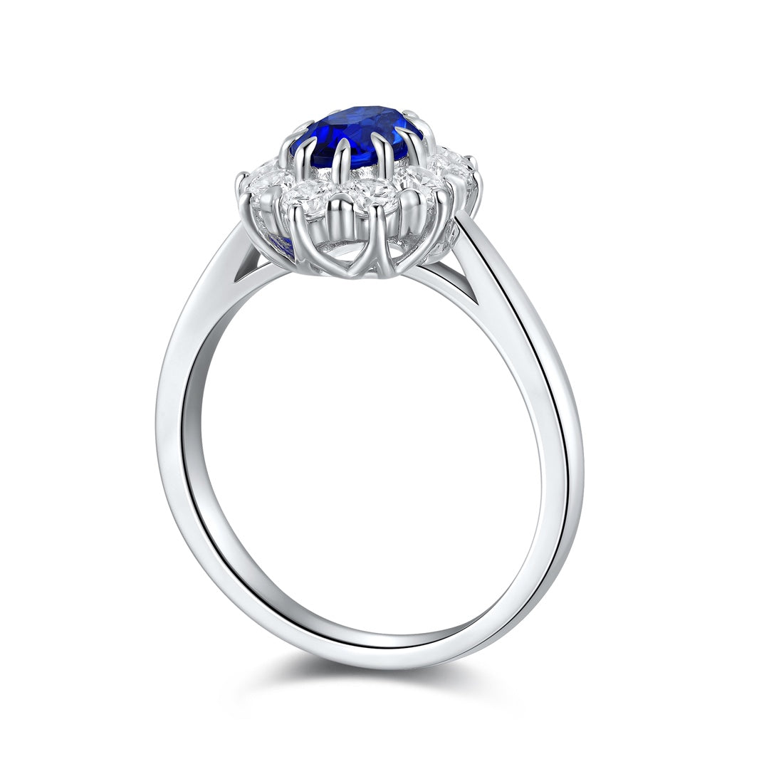 925 Silver Ring with 4.6ct Lab-Created Sapphire