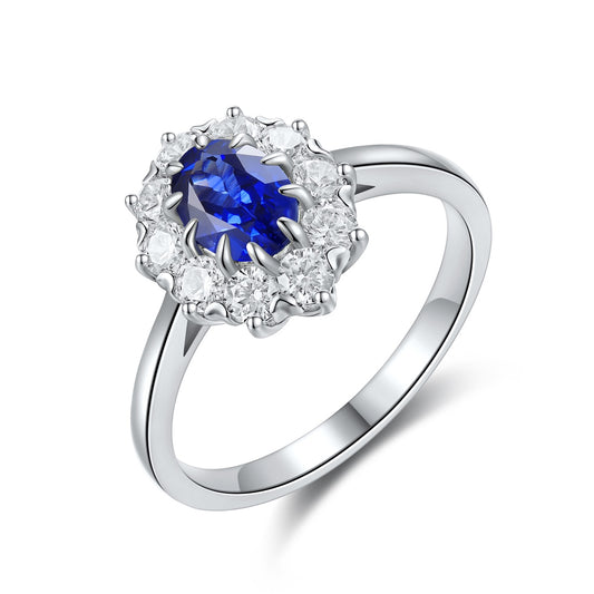 925 Silver Ring with 4.6ct Lab-Created Sapphire