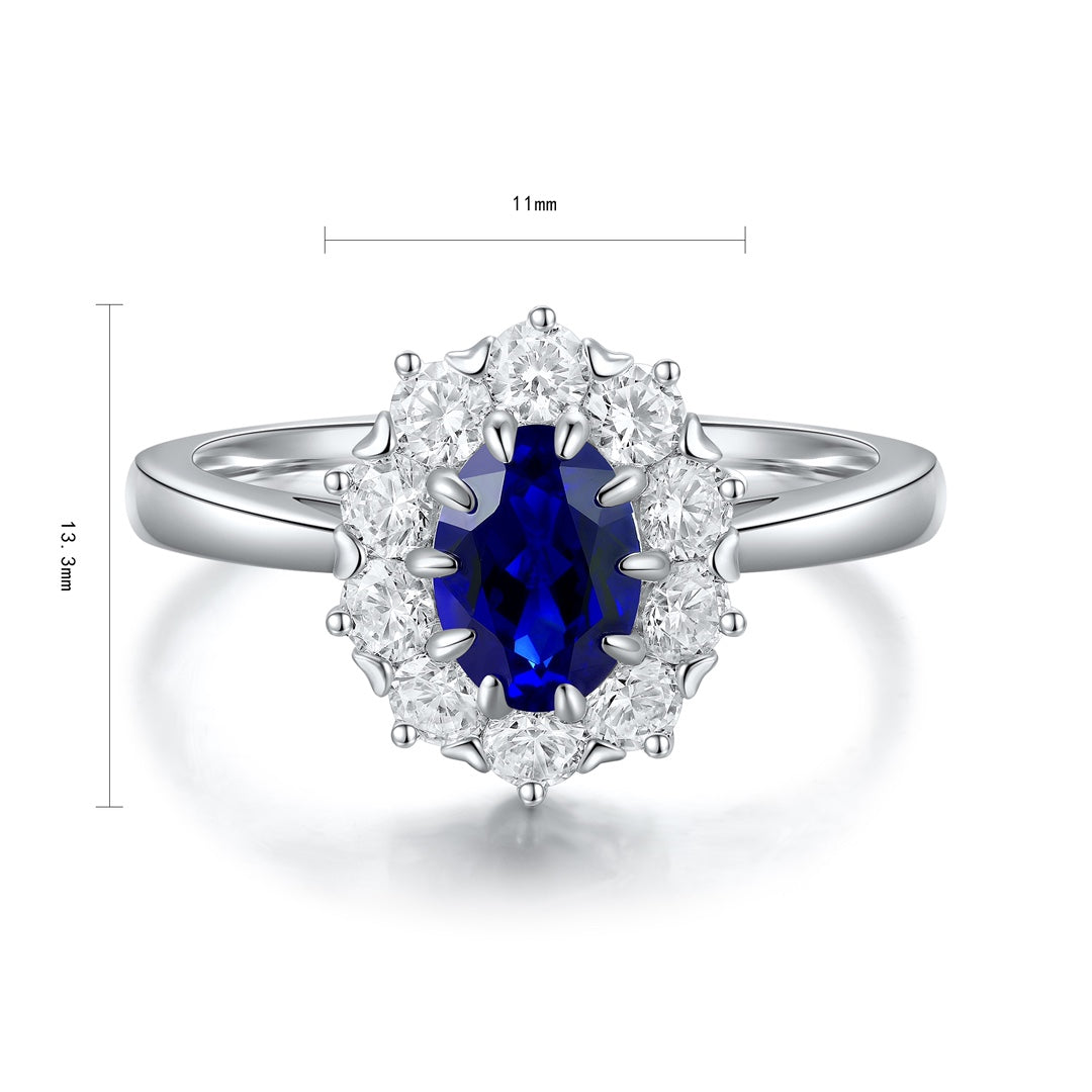 925 Silver Ring with 4.6ct Lab-Created Sapphire