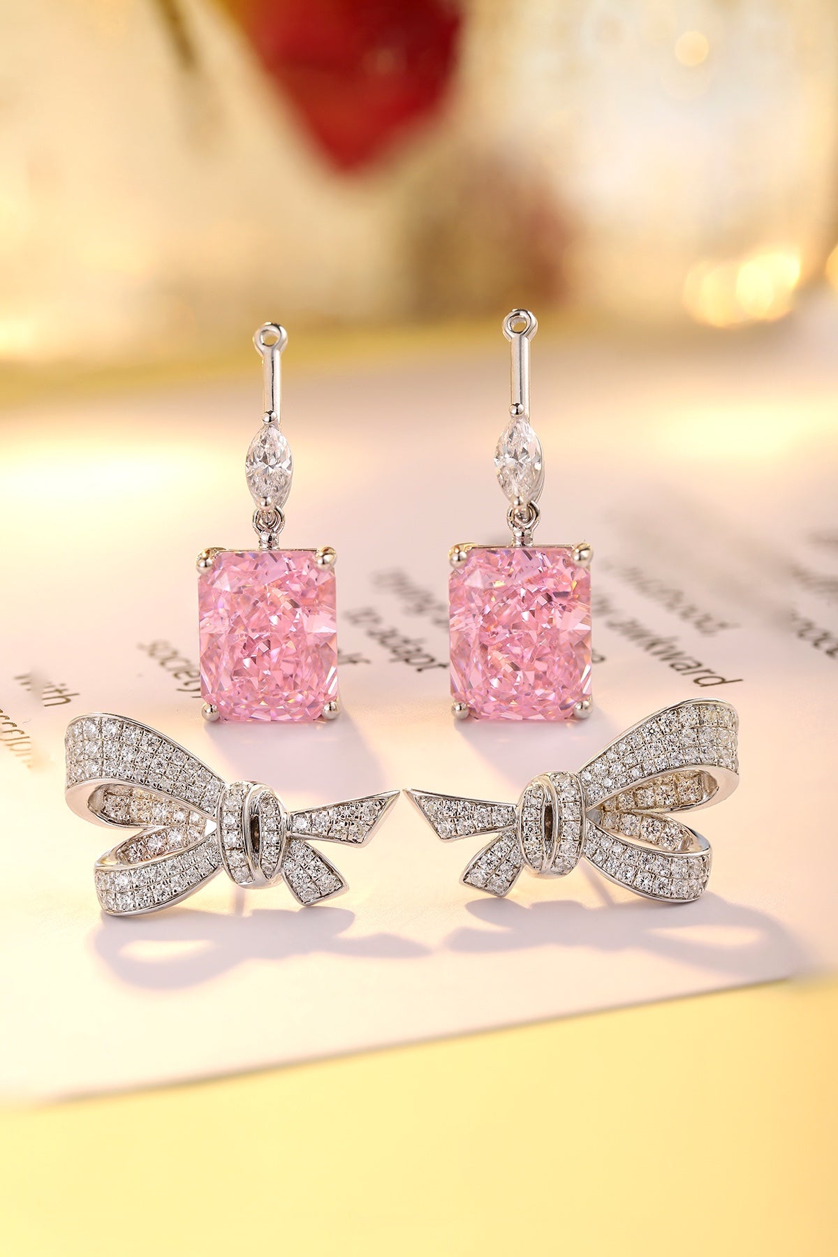 925 Silver Earrings with 5ct Pink Zircons