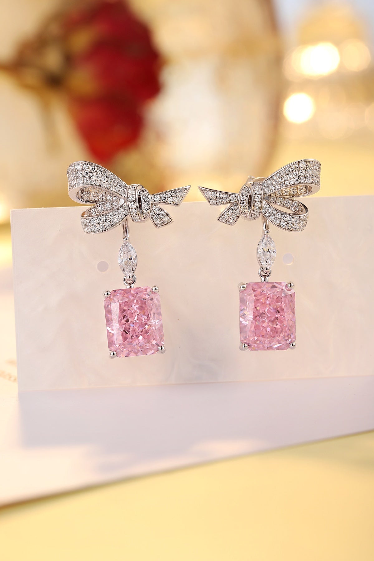 925 Silver Earrings with 5ct Pink Zircons