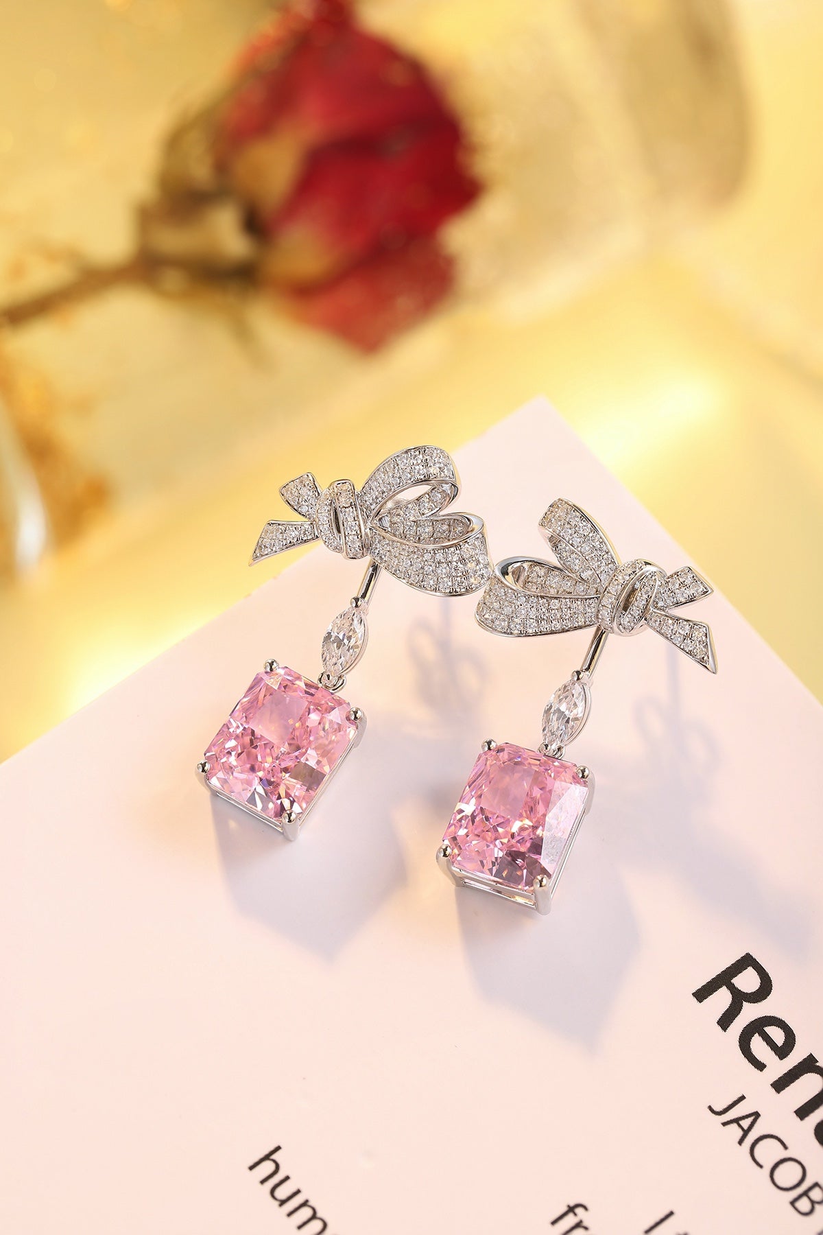 925 Silver Earrings with 5ct Pink Zircons