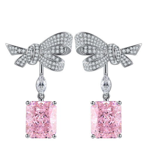 925 Silver Earrings with 5ct Pink Zircons