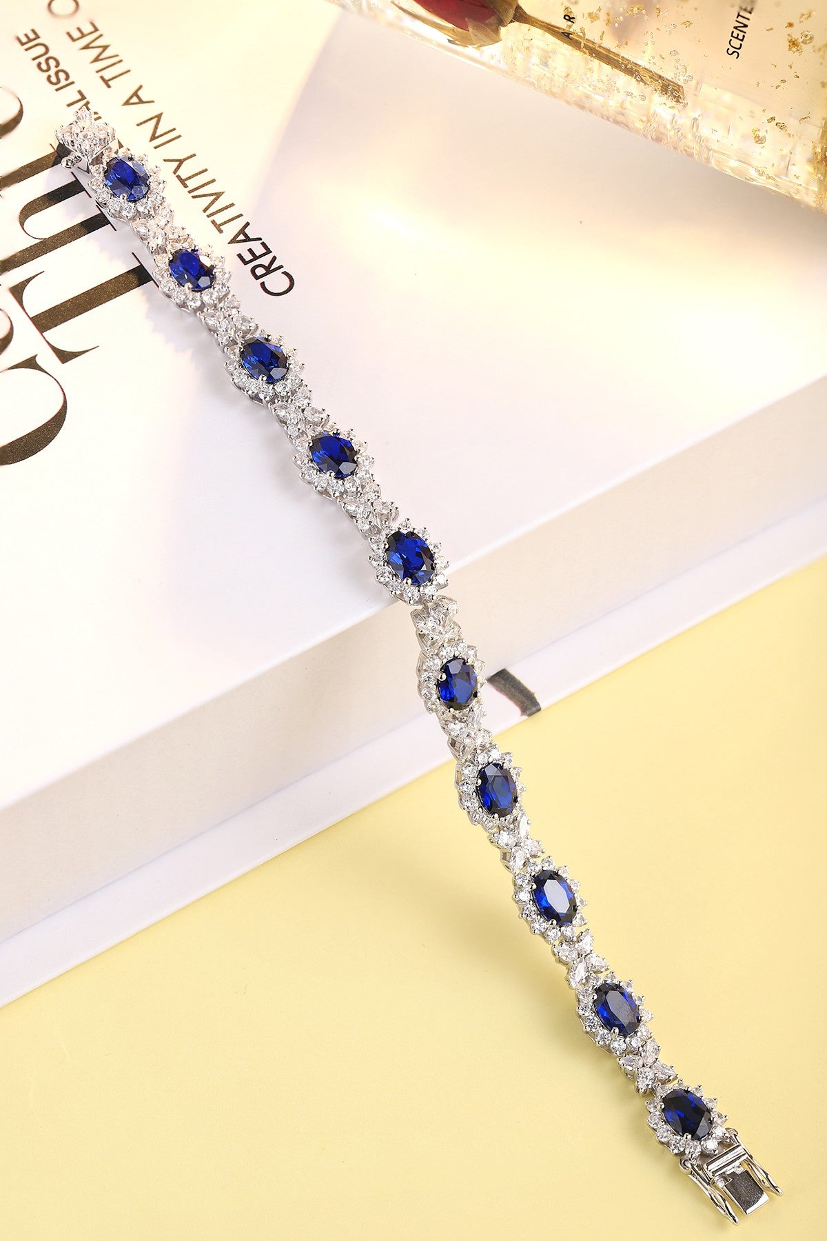 925 Silver Bracelet with Lab-Created Sapphires