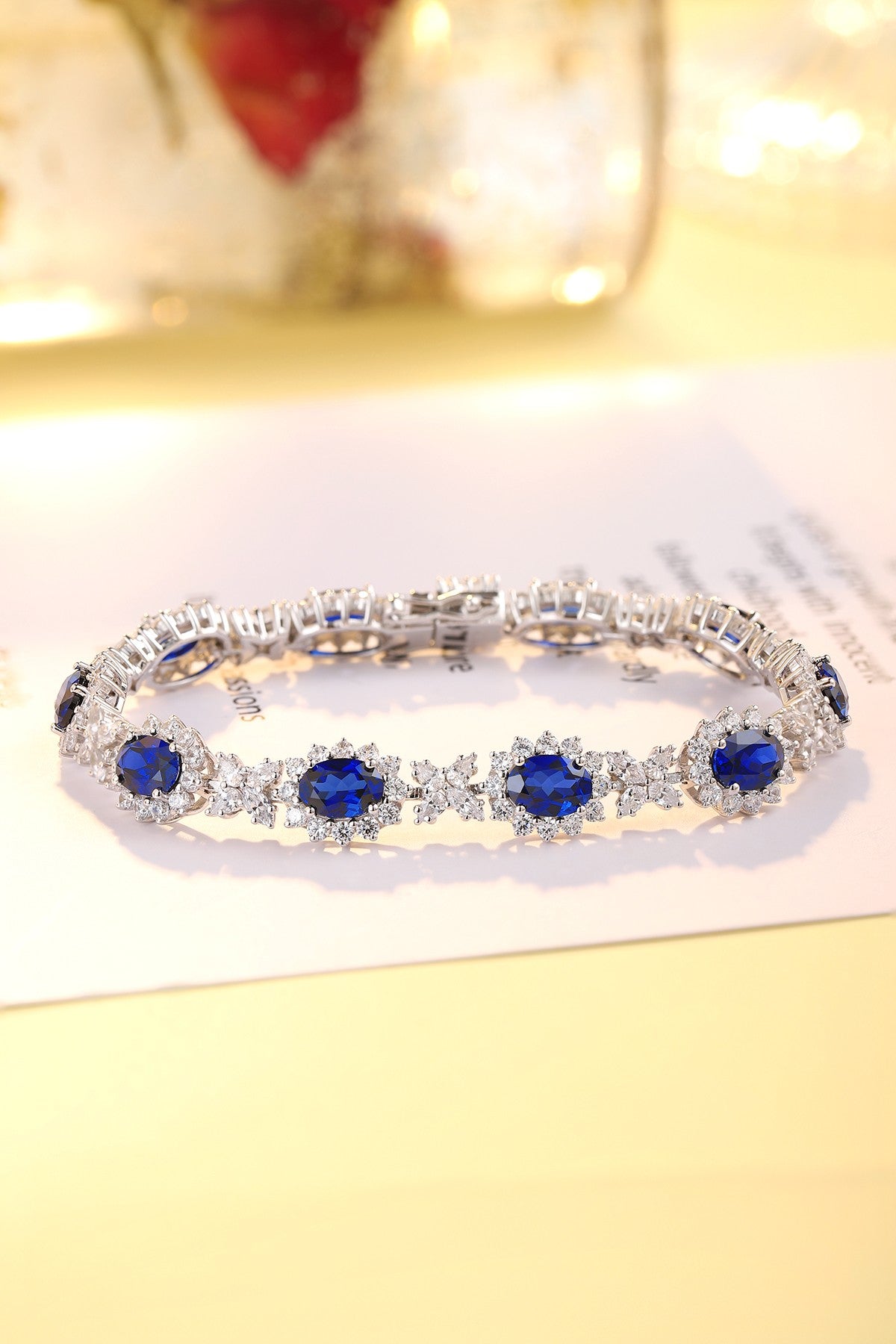 925 Silver Bracelet with Lab-Created Sapphires