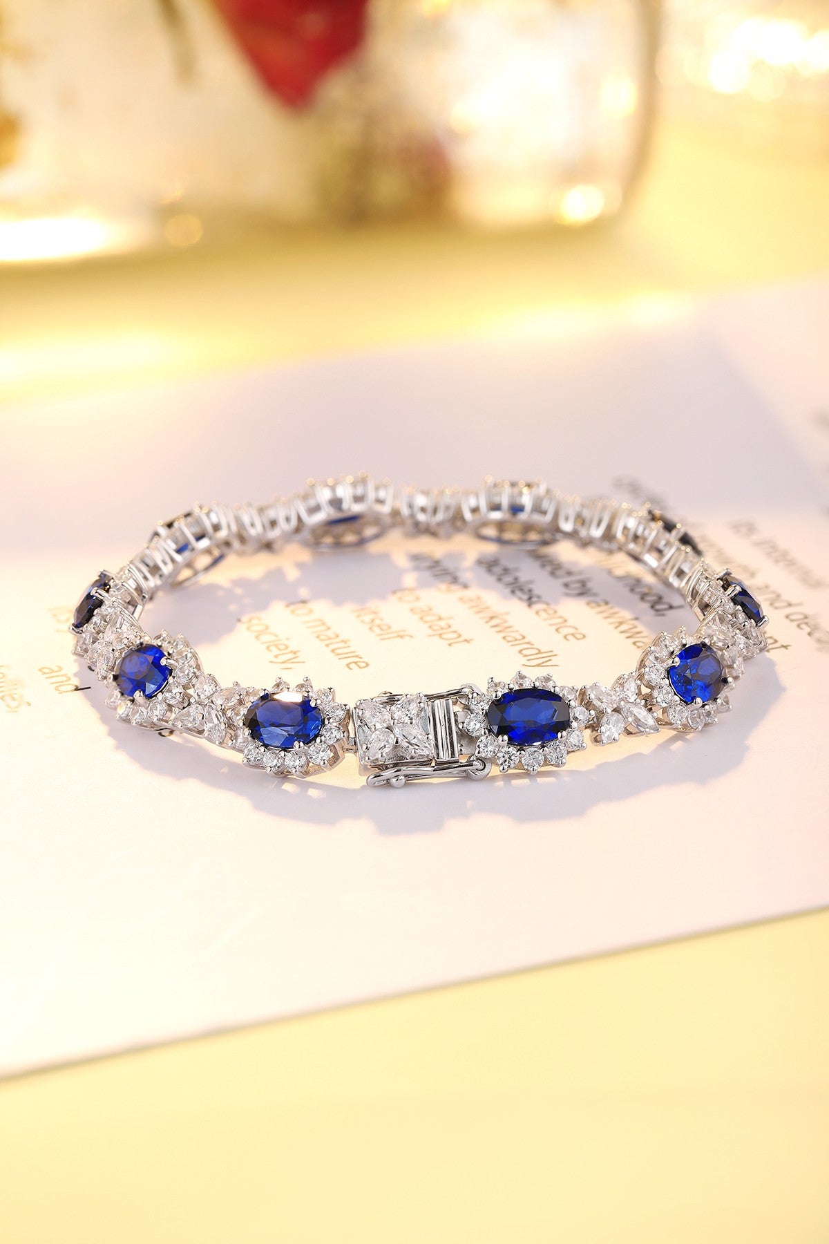 925 Silver Bracelet with Lab-Created Sapphires