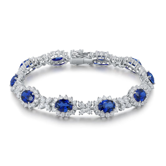 925 Silver Bracelet with Lab-Created Sapphires