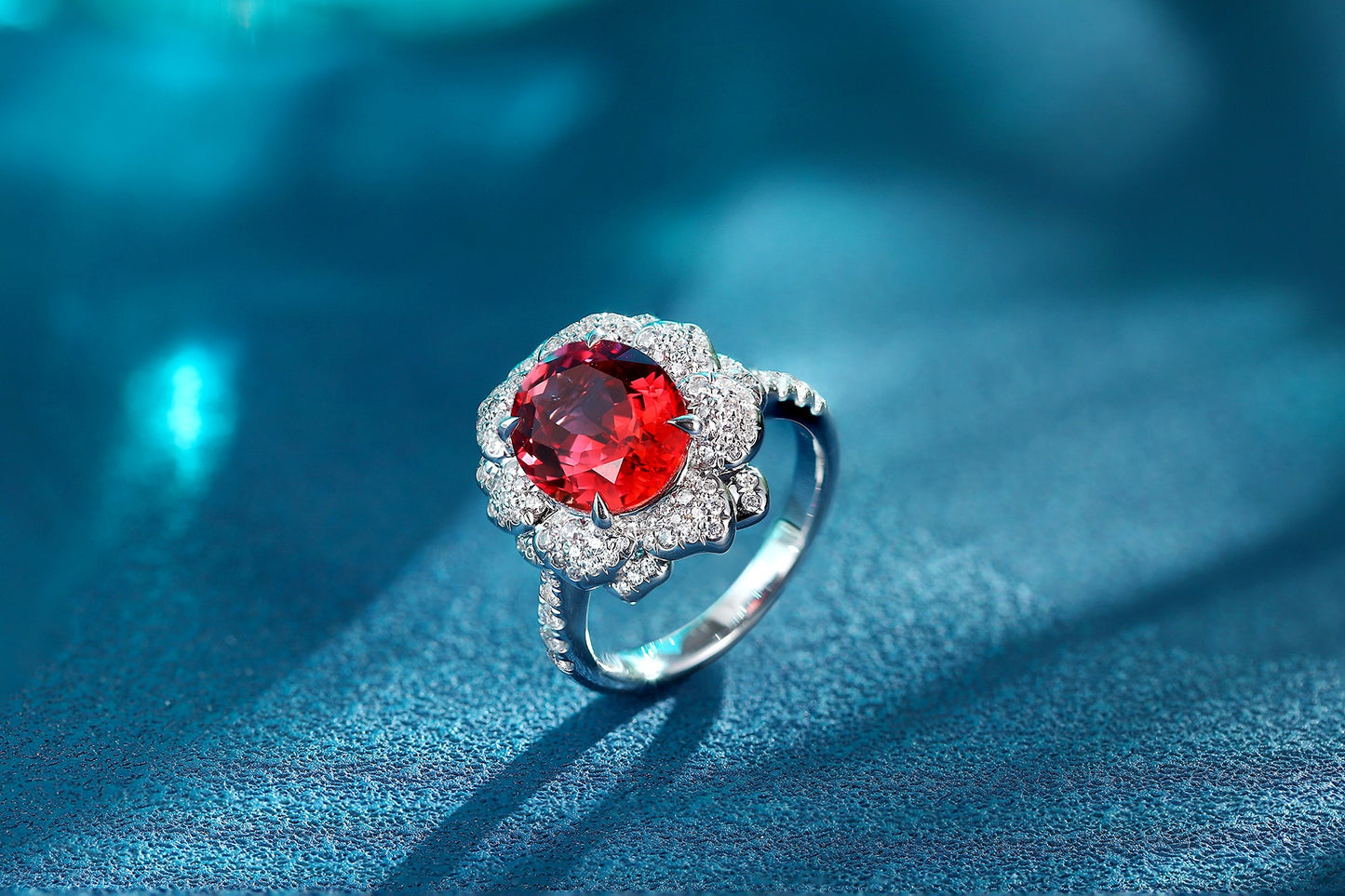 925 Silver Ring with 4.7ct Lab-Created Ruby