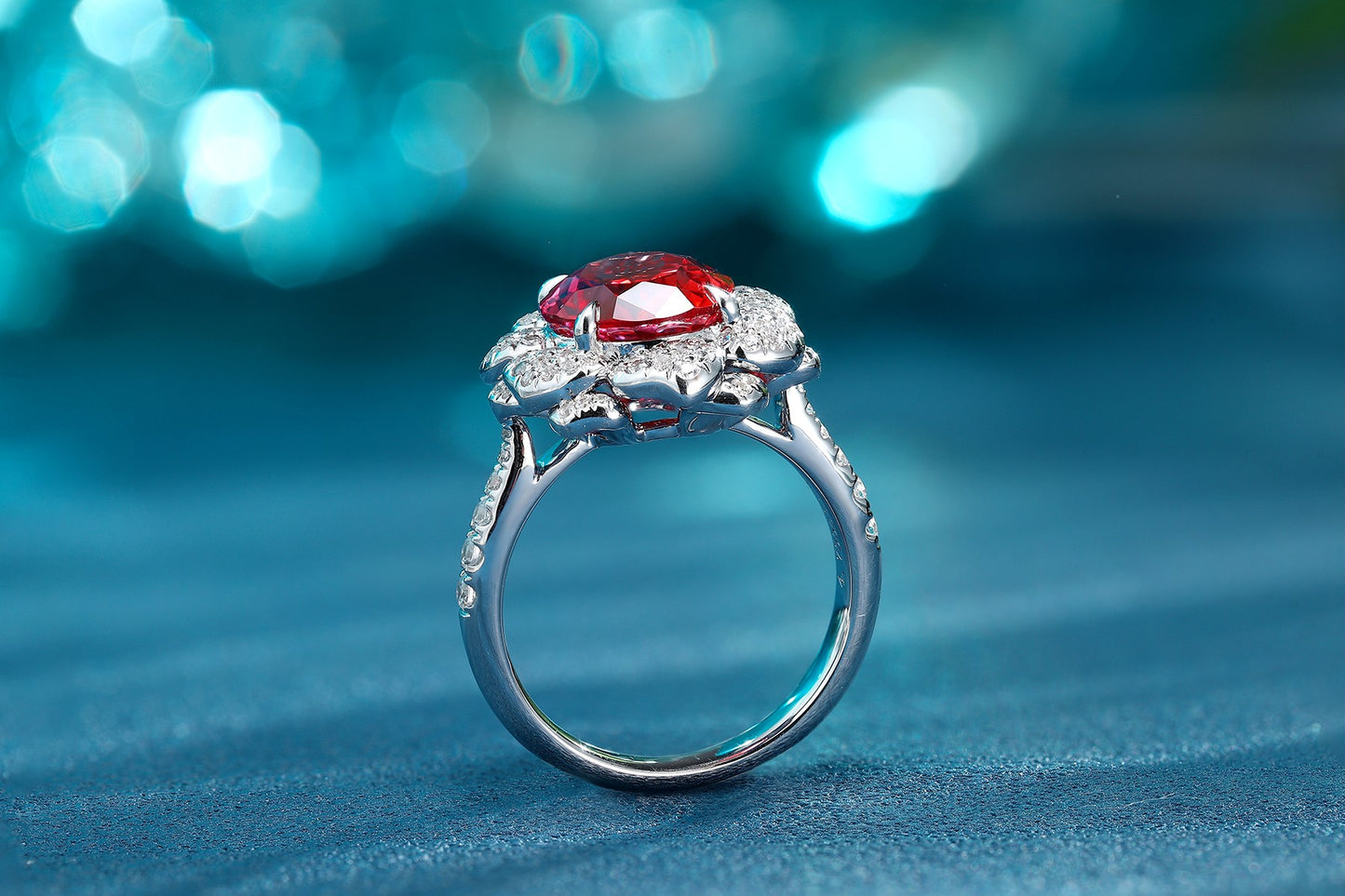 925 Silver Ring with 4.7ct Lab-Created Ruby