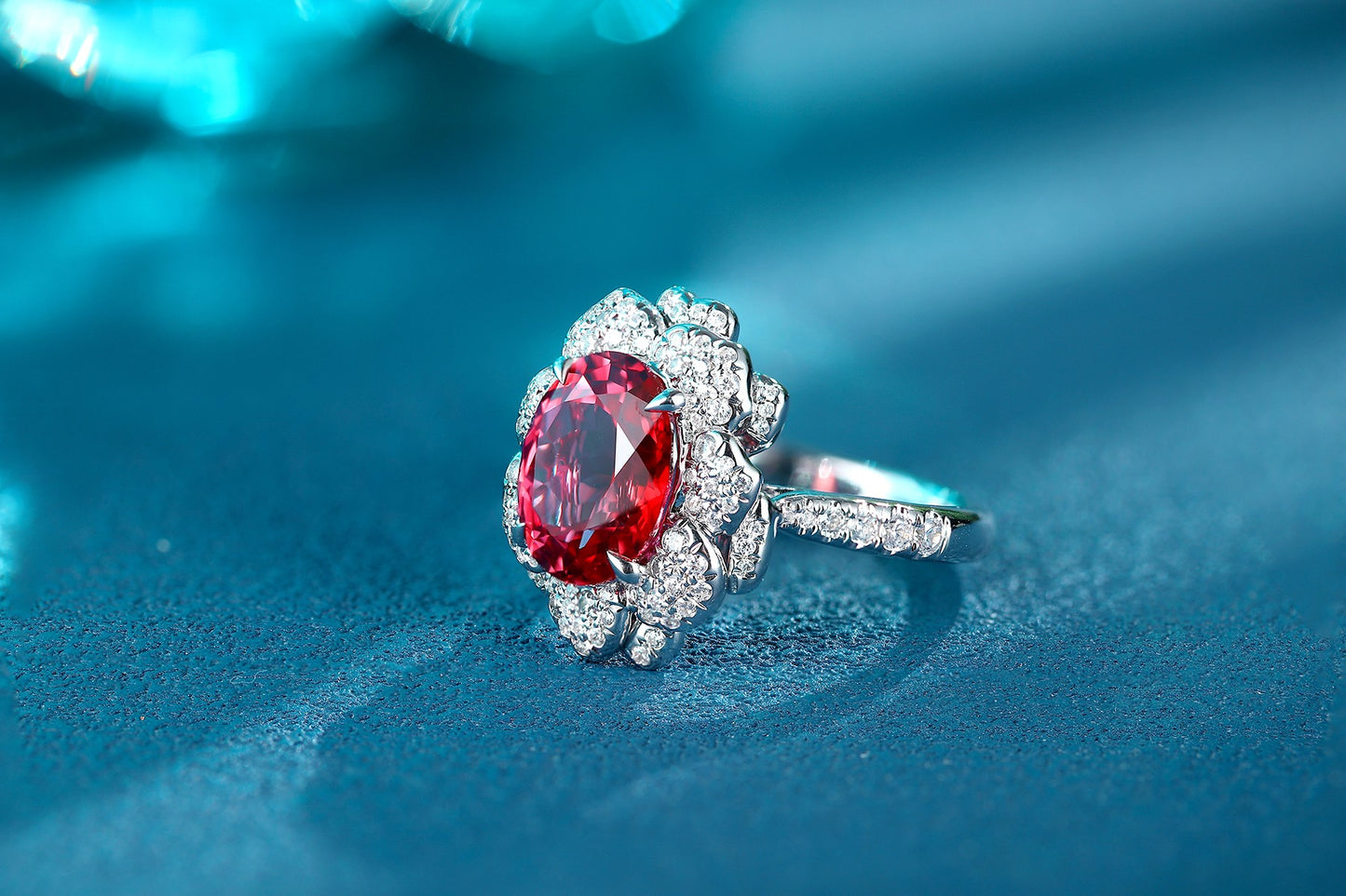 925 Silver Ring with 4.7ct Lab-Created Ruby