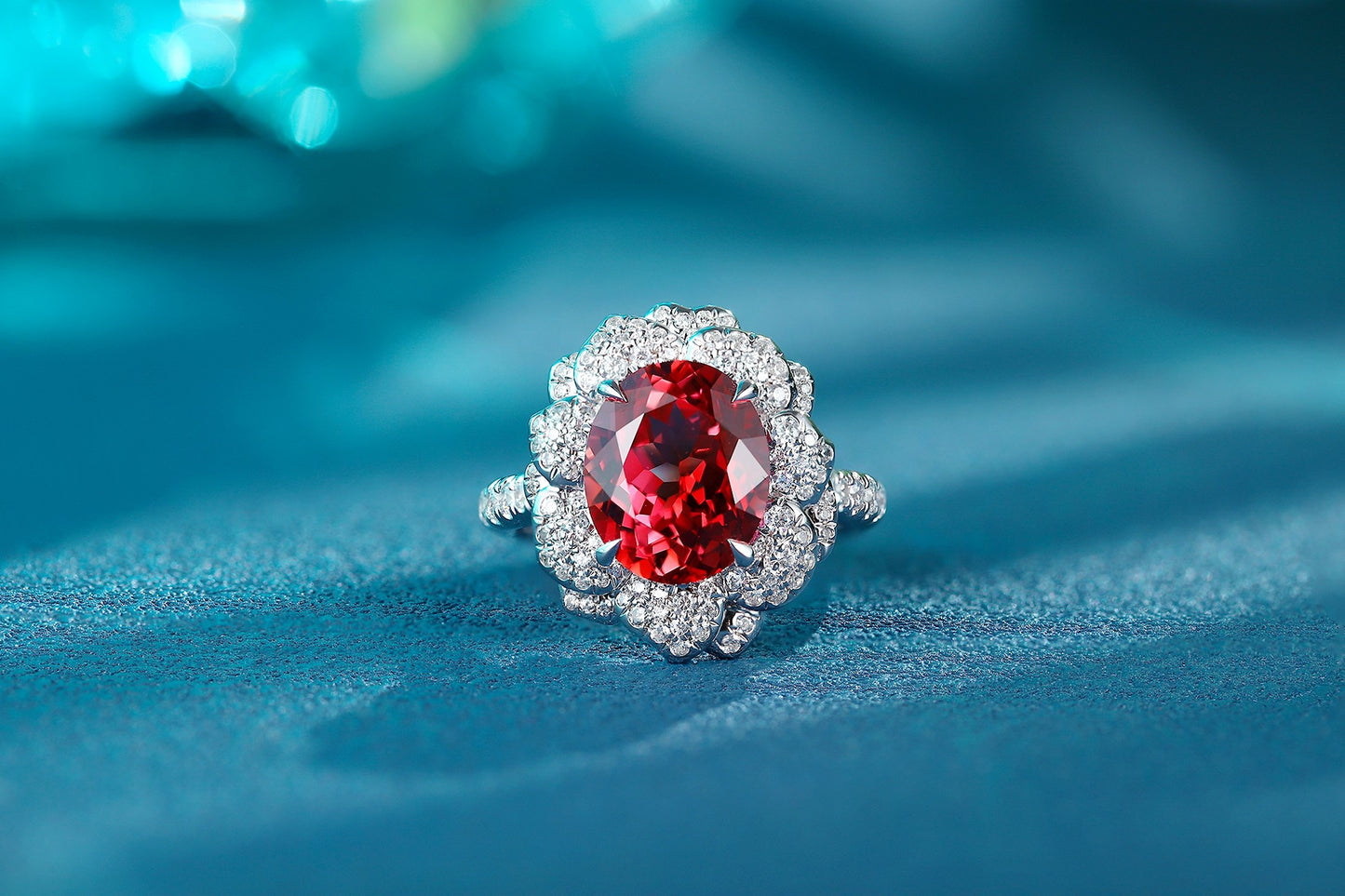 925 Silver Ring with 4.7ct Lab-Created Ruby