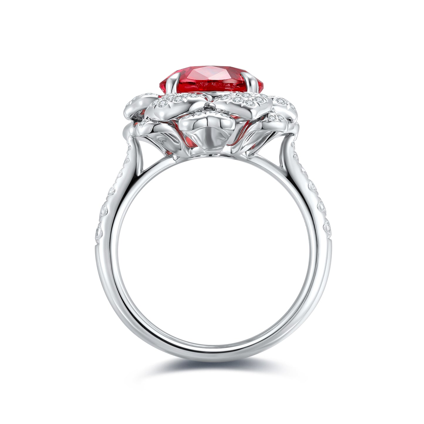 925 Silver Ring with 4.7ct Lab-Created Ruby