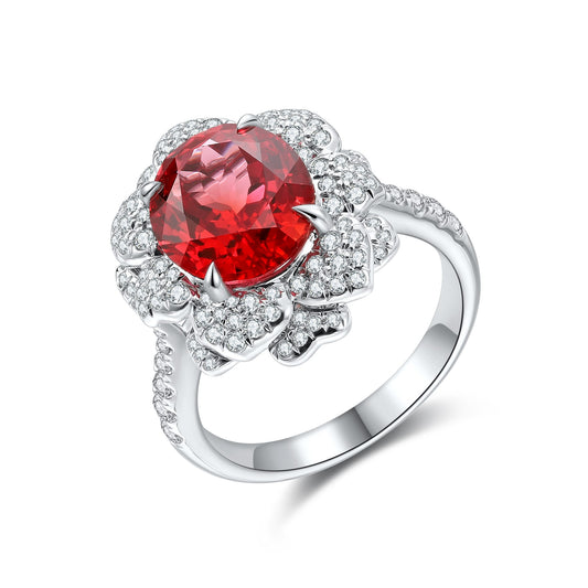 925 Silver Ring with 4.7ct Lab-Created Ruby