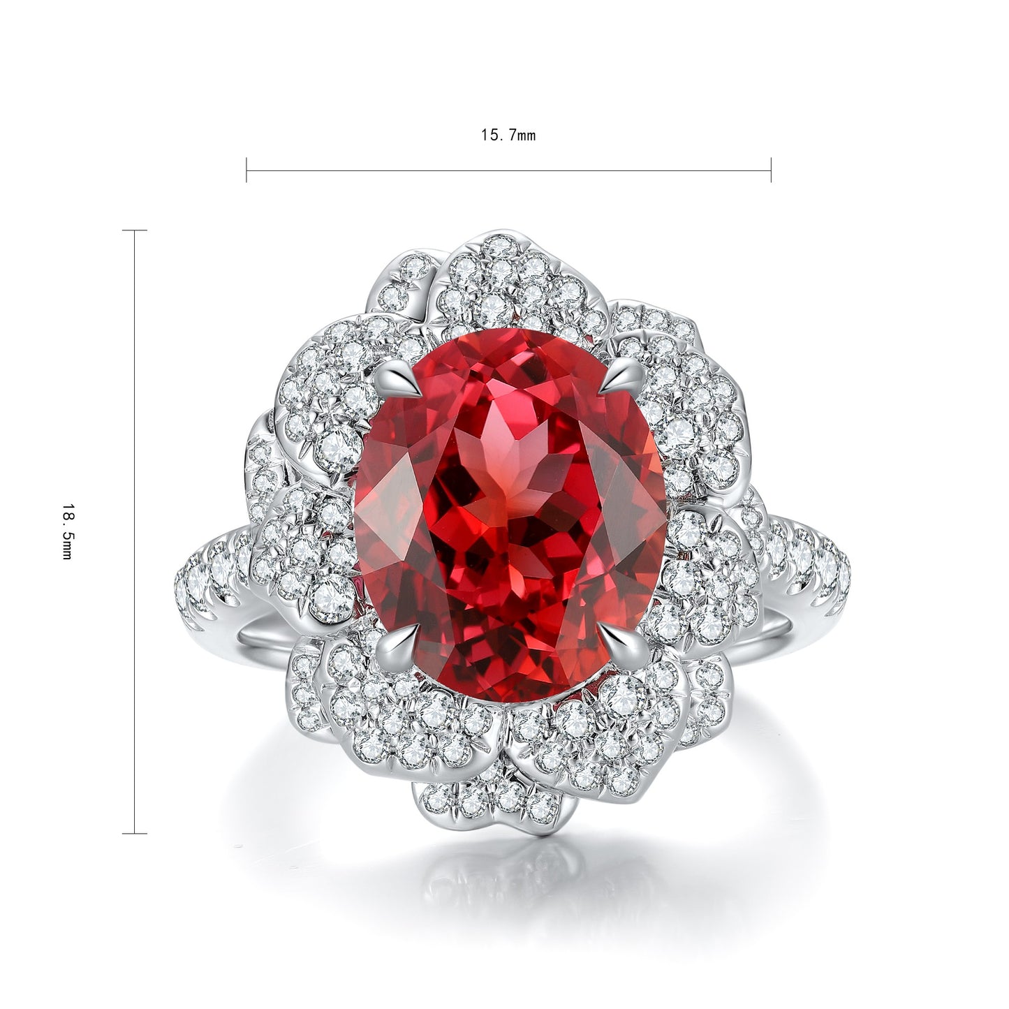 925 Silver Ring with 4.7ct Lab-Created Ruby