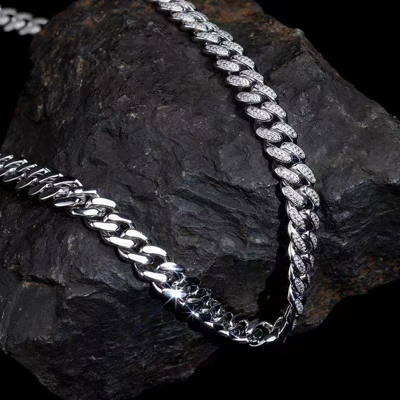 925 Silver Chain Necklace with Brilliant Moissanites