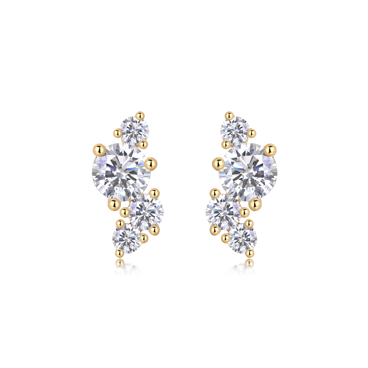 Fourstone Mossanite Earstuds in 18k Gold covered 925 Silver