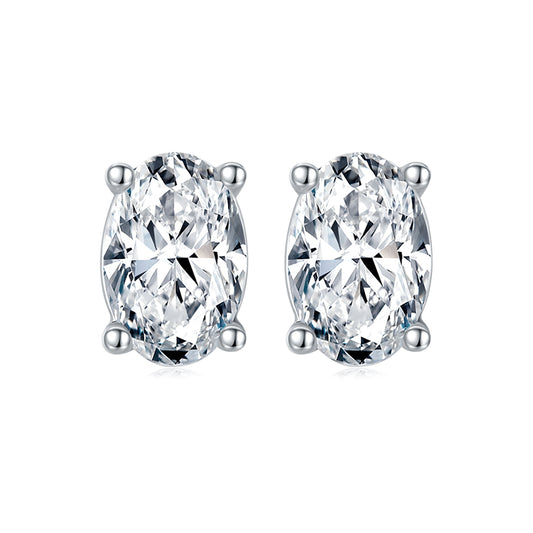 18k Gold 2ct Lab-Created Oval Diamond Earstuds