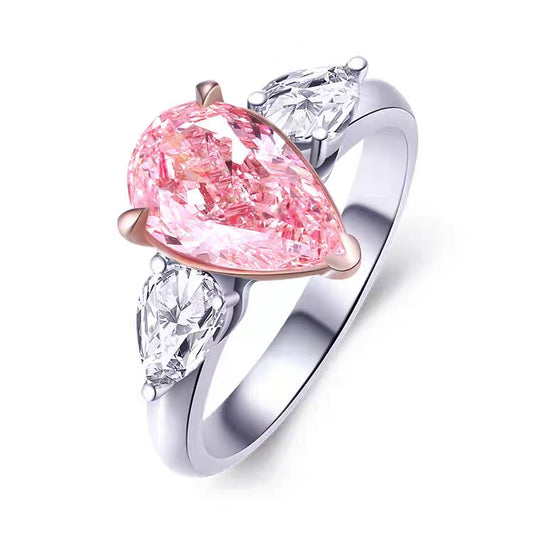 3ct Lab-Created Pink Diamond 18k Gold Ring