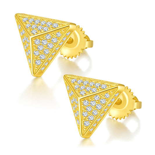 18k Gold Pyramidal Earstuds with Moissanites