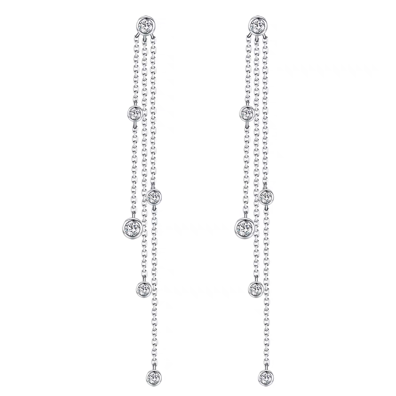 18k Gold Dangle Earrings with Natural Diamonds