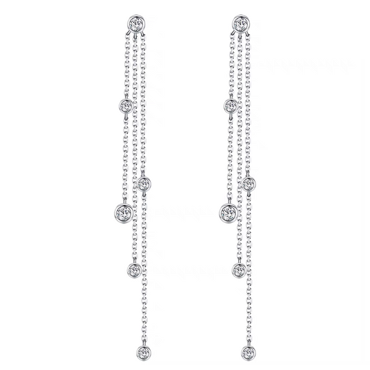 18k Gold Dangle Earrings with Natural Diamonds