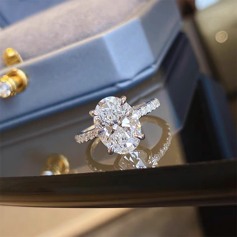 8ct Lab-Created 18k Gold Diamond Engagement Ring