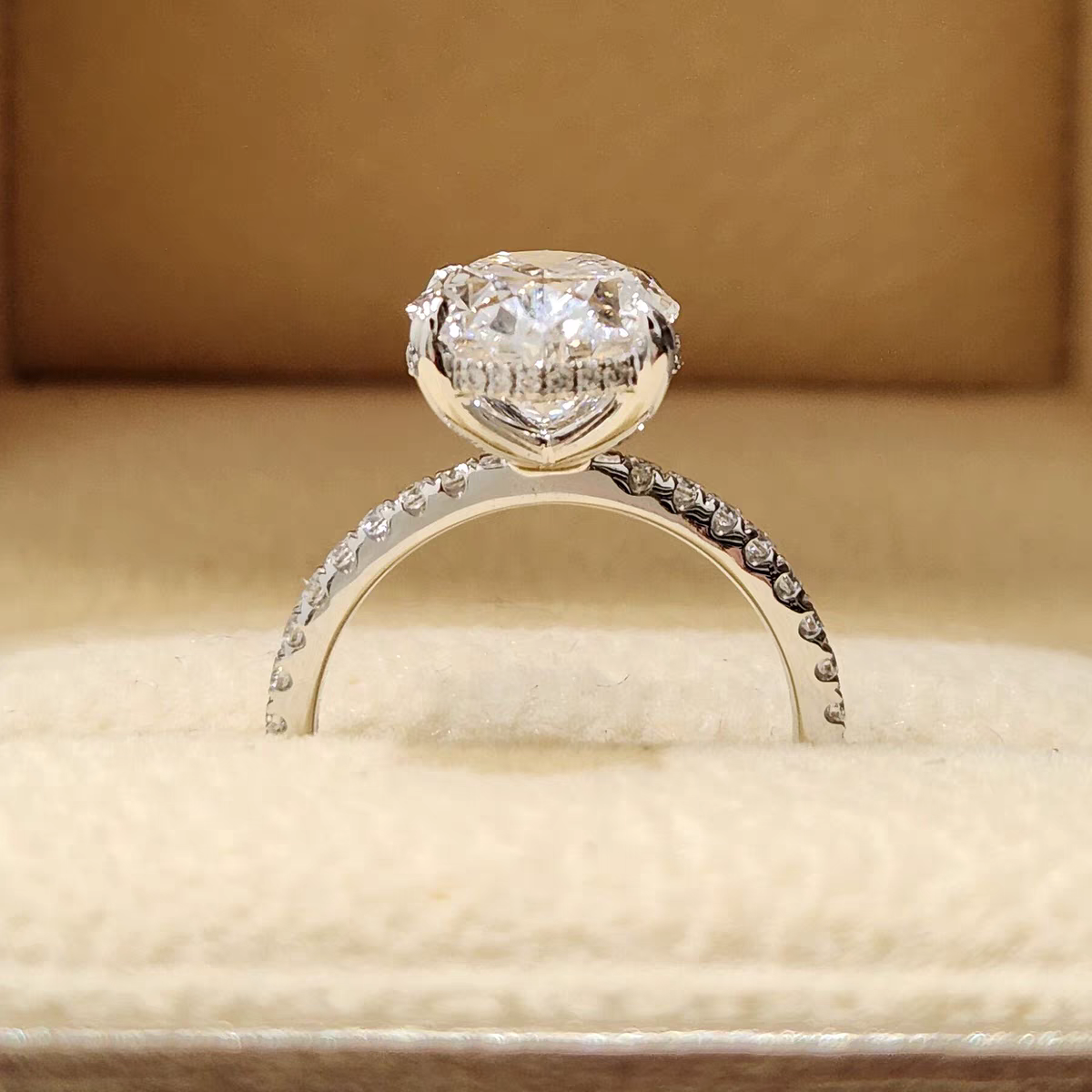 8ct Lab-Created 18k Gold Diamond Engagement Ring